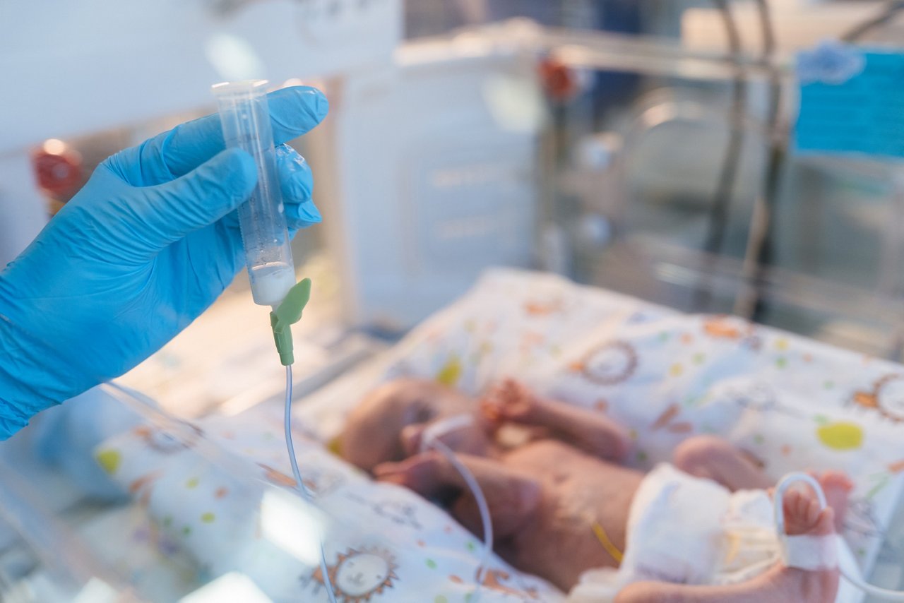 Recycling truck on urban road overview