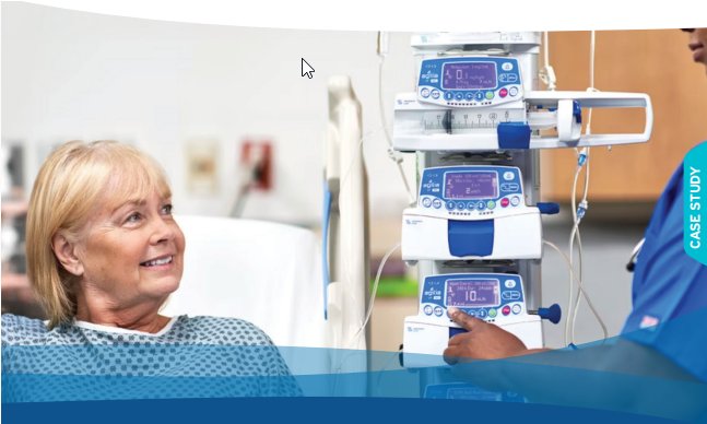 P{atient in hospital bed with Agilia pump