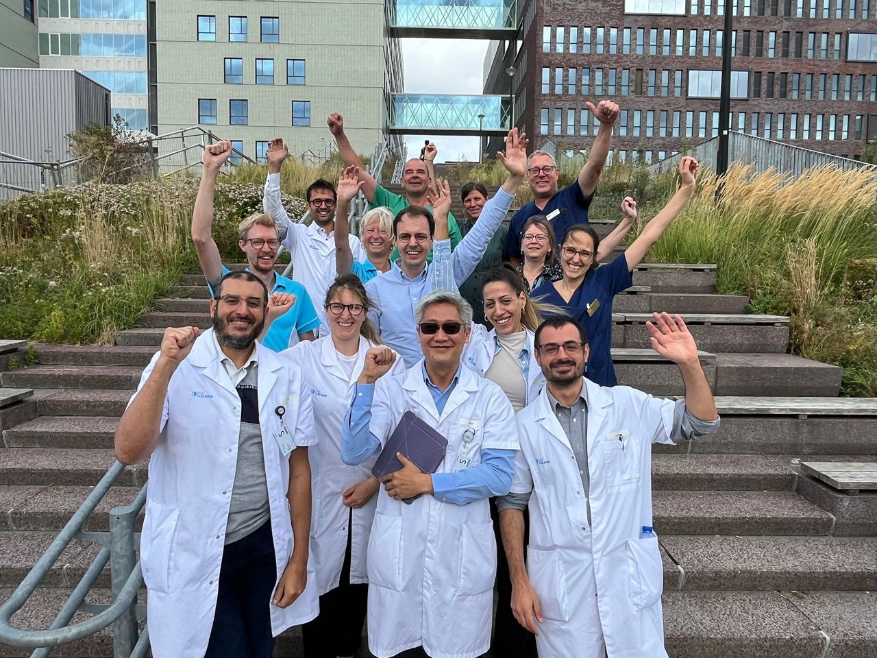 Group photo of the fellowship team in Belgium.