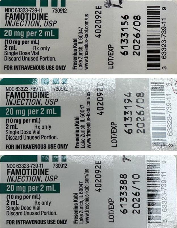 image of labels for Recalled Lots of Famotidine Injection, USP