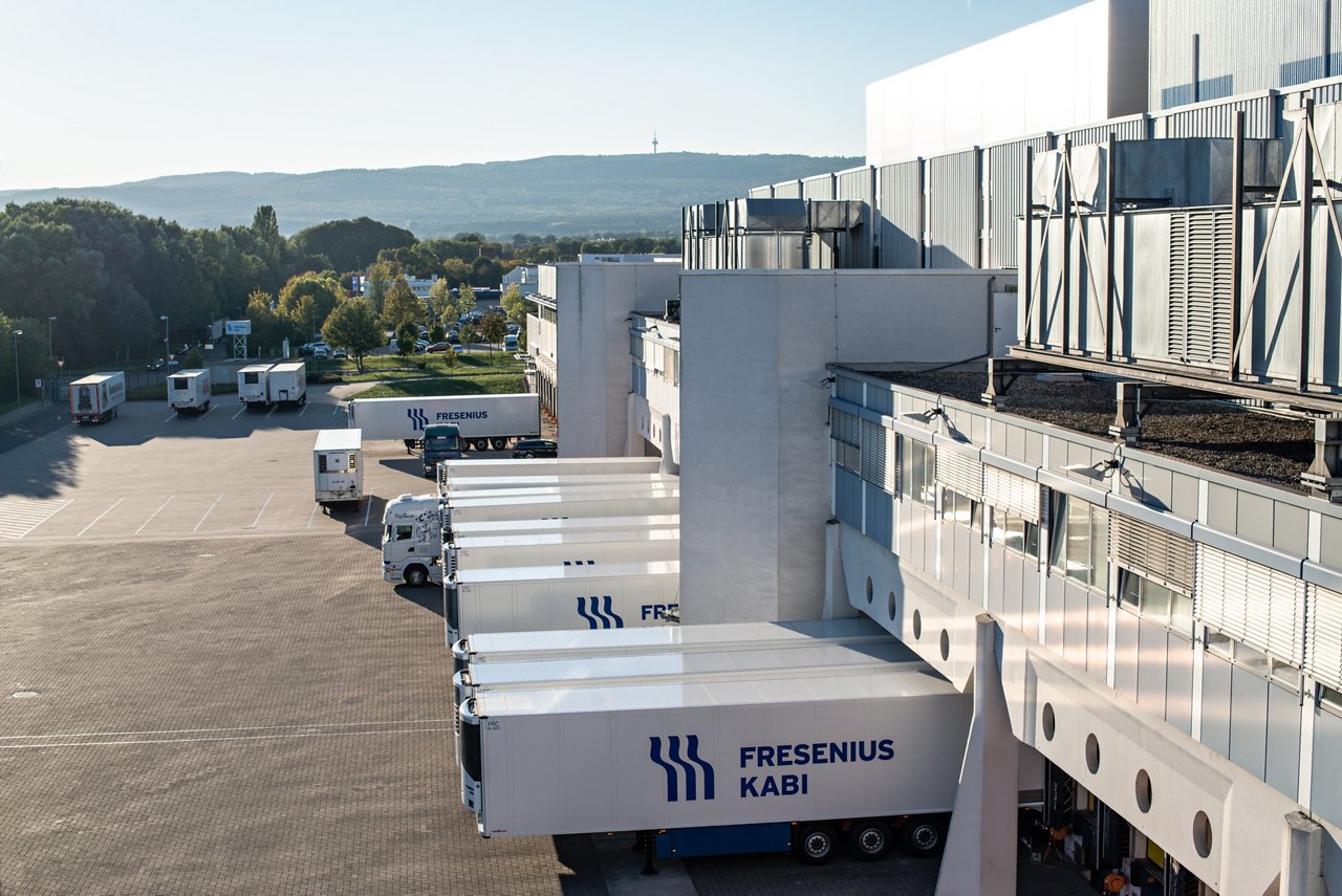 Fresenius Kabi trucks at logistic hub Friedberg, Germany