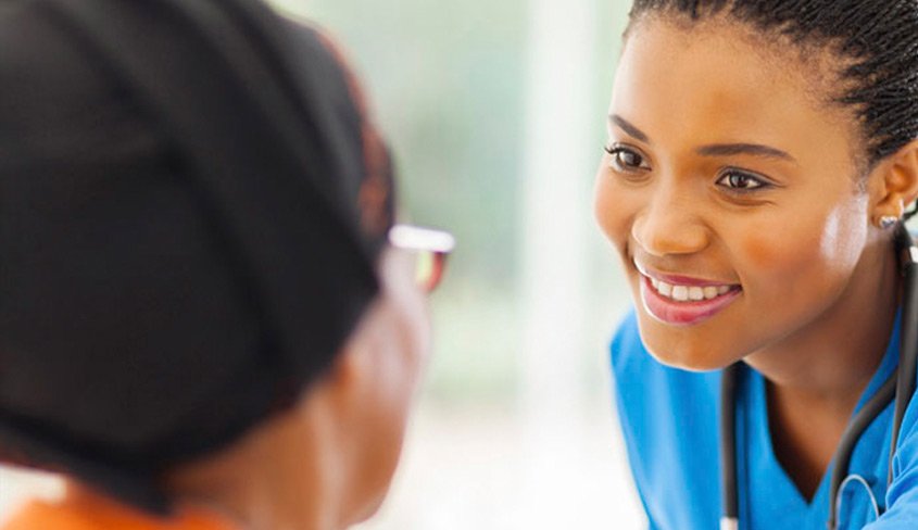 Nurse talking to patient