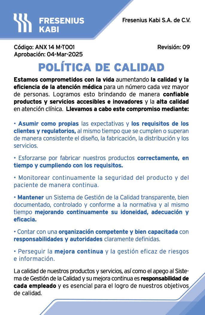 política de calidad