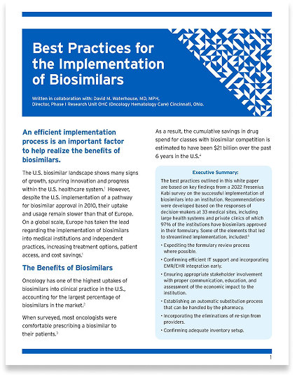 Best Practices for the implementation of Biosimilars